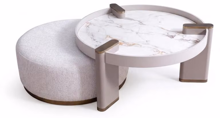 Tavolino da caffè moderno, in legno, elegante, rotondo, accogliente, dal design senza tempo e minimalista