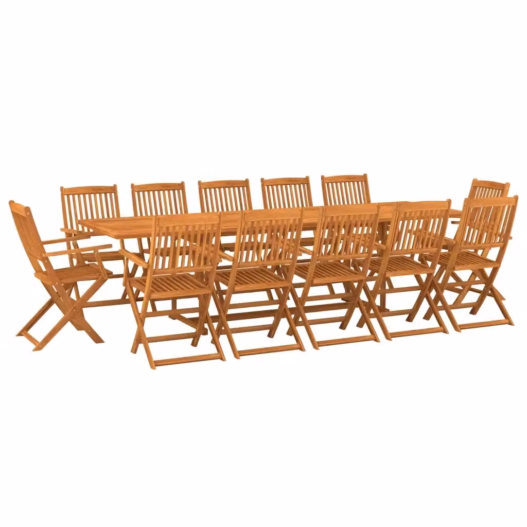 Set da pranzo da giardino vidaXL in legno di acacia massello marrone, 13 pezzi, L: 280 cm, P: 90 cm, H: 75 cm – 2