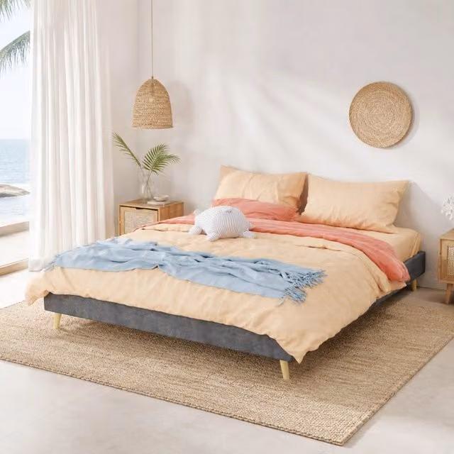 Struttura letto 160x200 cm grigia in velluto olandese - base stabile