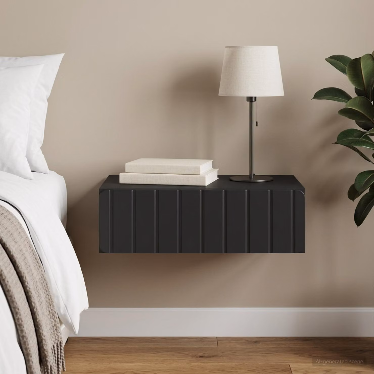 vidaXL Tavolino da Parete Laterale Moderno Nero L: 59 cm, P: 34,5 cm, H: 17 cm