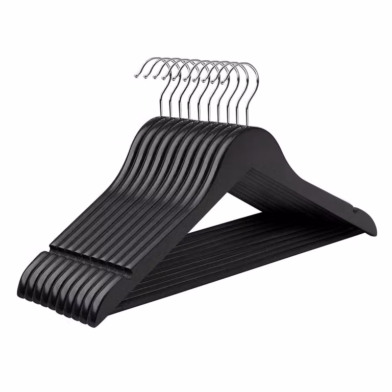 Set di 20 Grucce in Legno, Nero / Set di 100