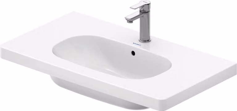 Duravit D-Code lavabo, avec plage de robinetterie, avec trop-plein, 850mm, blanc ultra-brillant, 03428500002, 03428500002