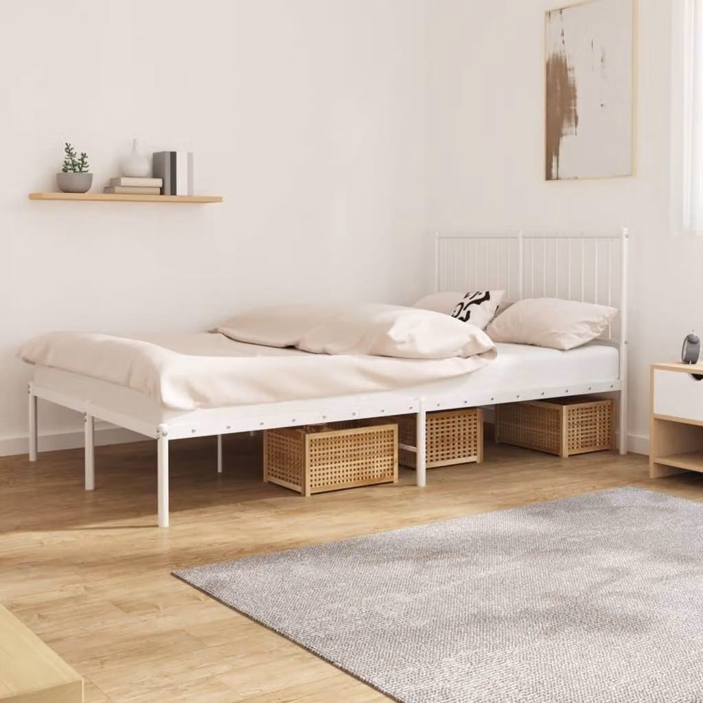 The Living Store Struttura letto con testiera in metallo bianco 120x190 cm
