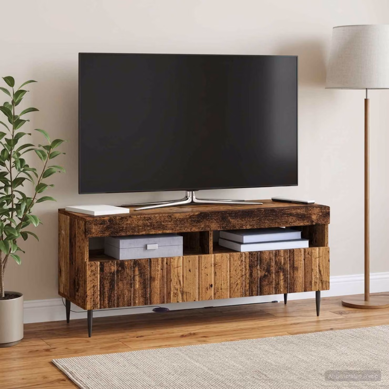 Mobile TV LED vidaXL ZWOLLE in legno antico marrone L 100 x P 35 x H 43 cm