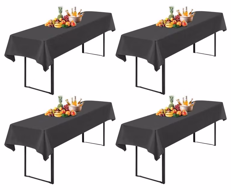 Tovaglia per birreria, set da 4 pezzi, grigio scuro, 100 x 250 cm, impermeabile, in poliestere