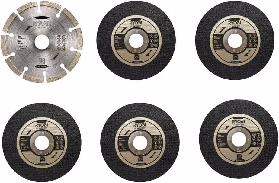 Set di dischi da taglio Ryobi RAK6AGD1, per smerigliatrice angolare da 125 mm Set da 6 pezzi
