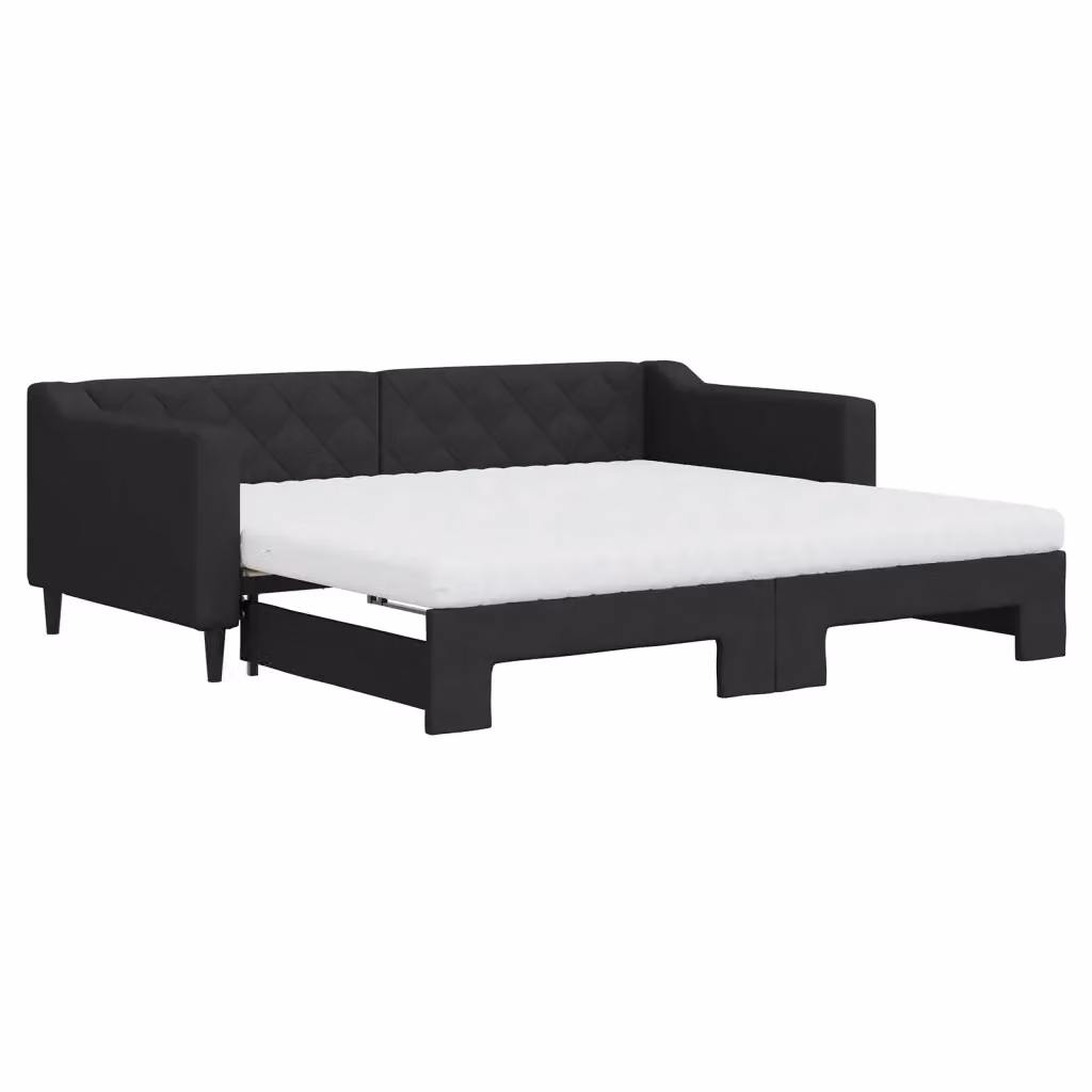 Divano Letto Estraibile vidaXL in Tessuto Nero con Cassetto per Soggiorno e Camera da Letto L/P: 90 x 190 cm – 2