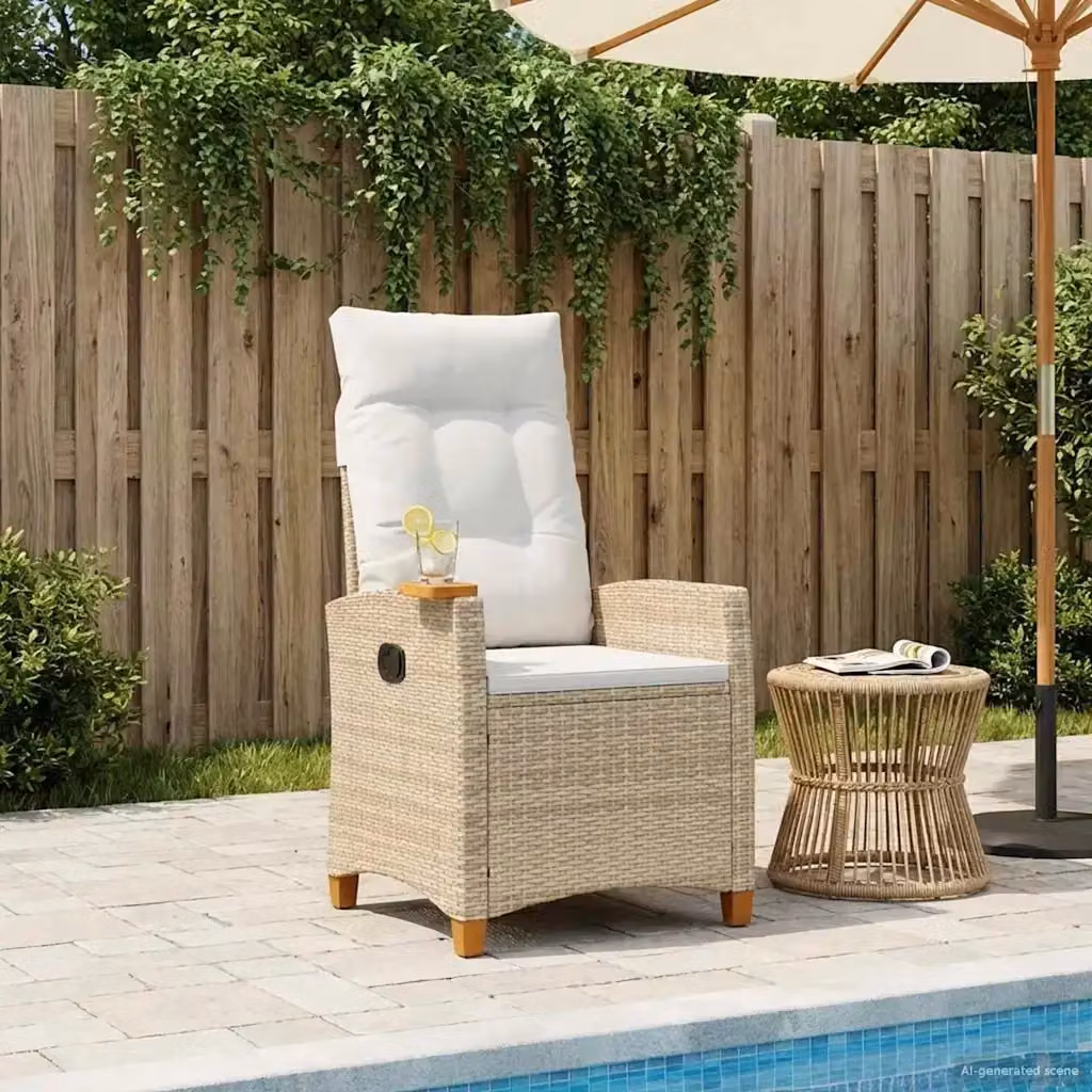 Poltrona reclinabile con tavolino in rattan e metallo CFW6453732 L: 62 cm, P: 64 cm, H: 112 cm – 2