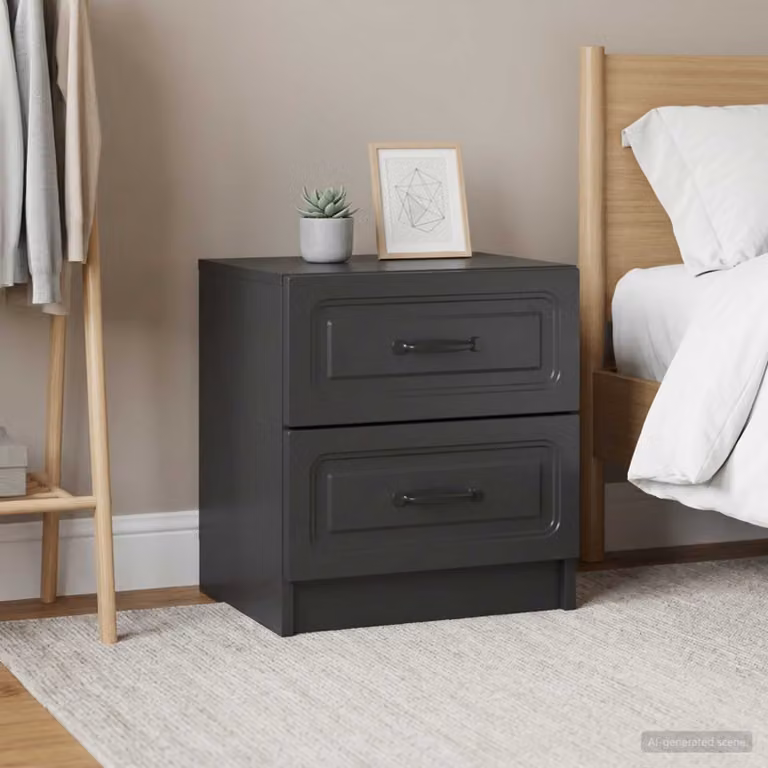 Set di 2 Armadi da Notte Moderni vidaXL in MDF Nero L/P/H: 43 x 34,5 x 44,5 cm