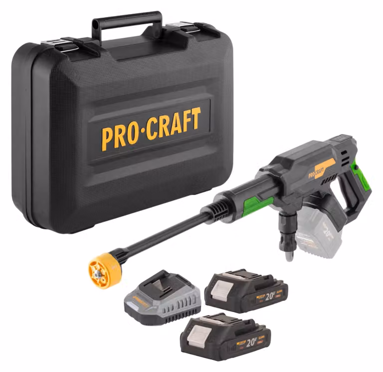 Idropulitrice a batteria Procraft CW20bb 20 V 30 bar 180 l/h Brushless + 2 batterie da 2,0 Ah + caricabatterie + valigetta