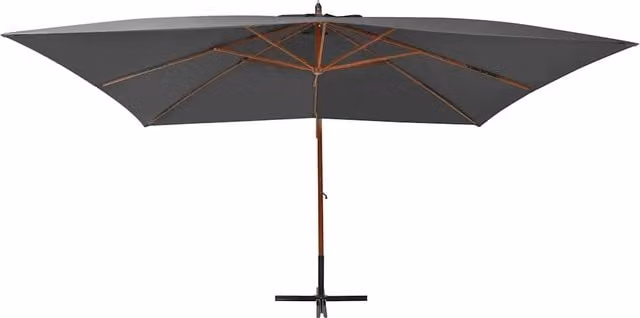 Ombrello a sbalzo DESIGN IN con palo in legno e copertura in poliestere, L: 400 cm, P: 300 cm, colore antracite