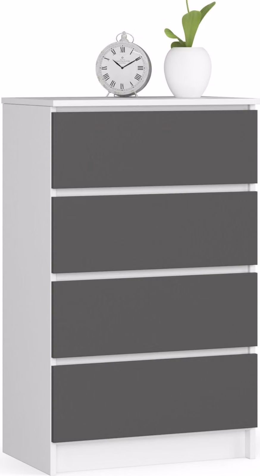 Comò K 60 cm 4 cassetti bianco grigio grafite per soggiorno
