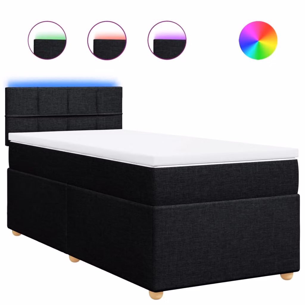 Giroletto a Molle con Materasso Nero 90x200 cm in Tessuto