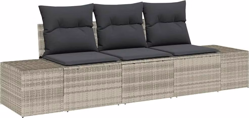 Set di divani con cuscino 3 pcs Grigio chiaro polyrattan