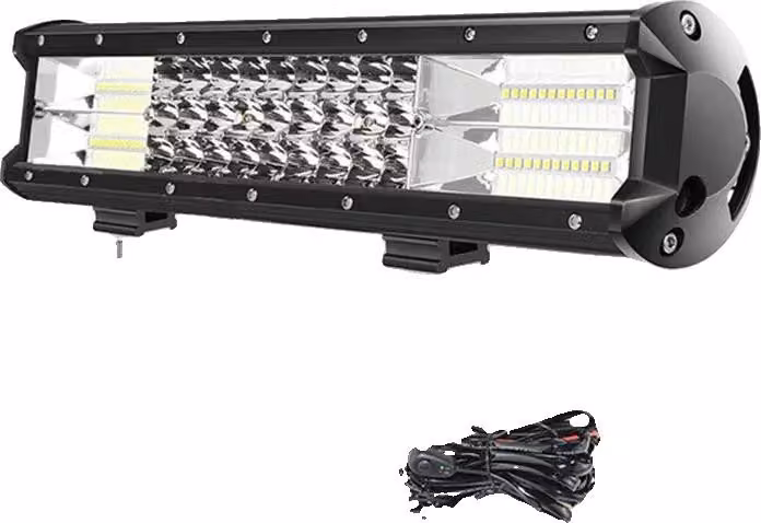 Barra illuminante a LED, fascio combinato, tripla fila, grado di protezione IP67 (resistente all'acqua), 14 pollici, completa di cablaggio