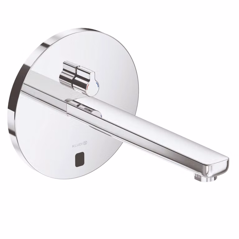 KLUDI ZENTA SL E Robinetterie de lavabo électronique, saillie 240mm, rosace ronde, 1.9 l/min, alimentation électrique ou par pile, chrome, 3840105WR, 3840105WR