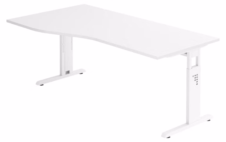 bümö Scrivania Serie-O - Decorazione: bianco, dimensioni: 180 x 100 cm, struttura: bianco