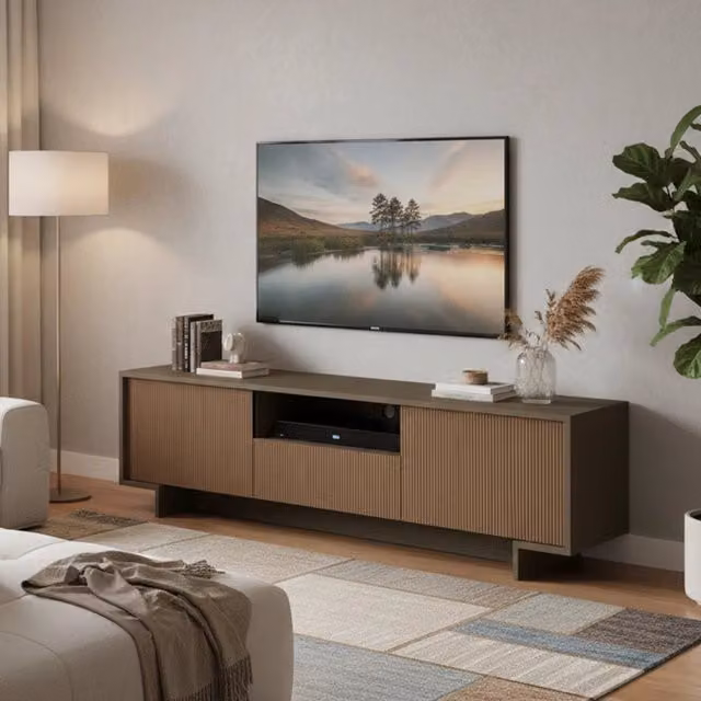 Atina Mobile Porta TV DMORA con un Cassetto, Design Moderno in Legno Marrone, L: 170 cm, P: 42 cm, H: 48 cm