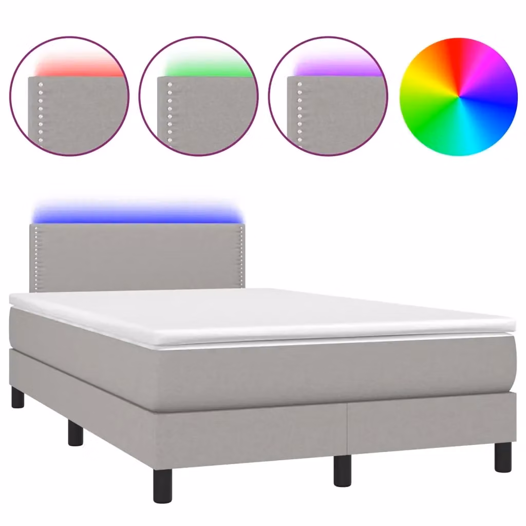 Letto Ibrido con Materasso e Illuminazione LED vidaXL in Tessuto Grigio e Bianco L/P/H: 120 x 200 x 78 cm – 2