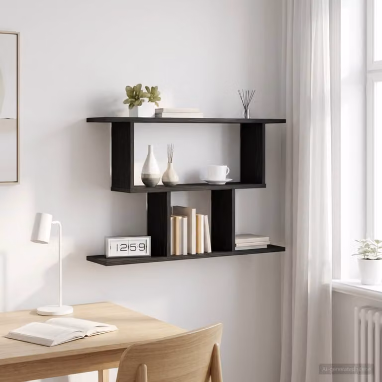 Scaffale da parete moderno vidaXL in MDF Nero Opaco L: 80 cm, P: 15 cm, H: 50,5 cm