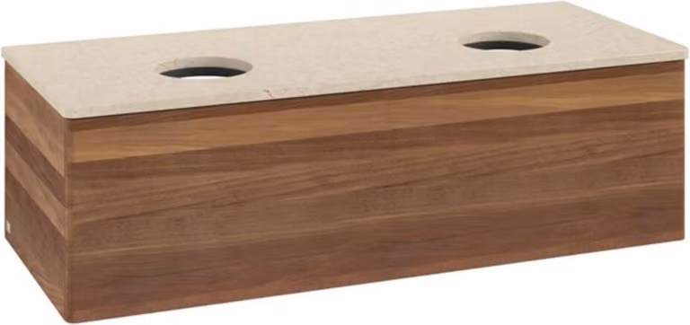 Mobiletto V&B senza struttura frontale, con illuminazione Antao 120x36x50cm, WBP colore botti., l. noce