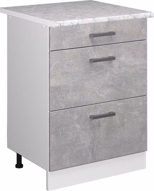 Mobiletto base per cucina Vicco R-Line Calcestruzzo e Bianco con cassetti L: 60 cm, P: 34 cm, H: 81,6 cm – 1