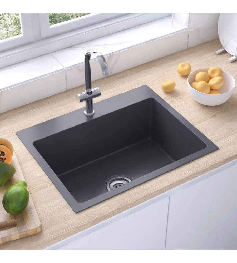 Lavello da cucina vidaXL in acciaio inox nero L/P/H: 55 x 44 x 20 cm – 2