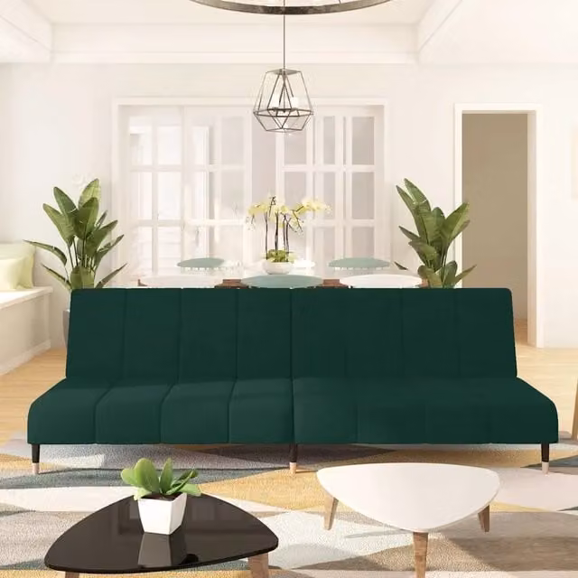 Divano Letto a 2 Posti-Sofa Letto 2 Posti-Daybed Verde Scuro in Velluto 294689