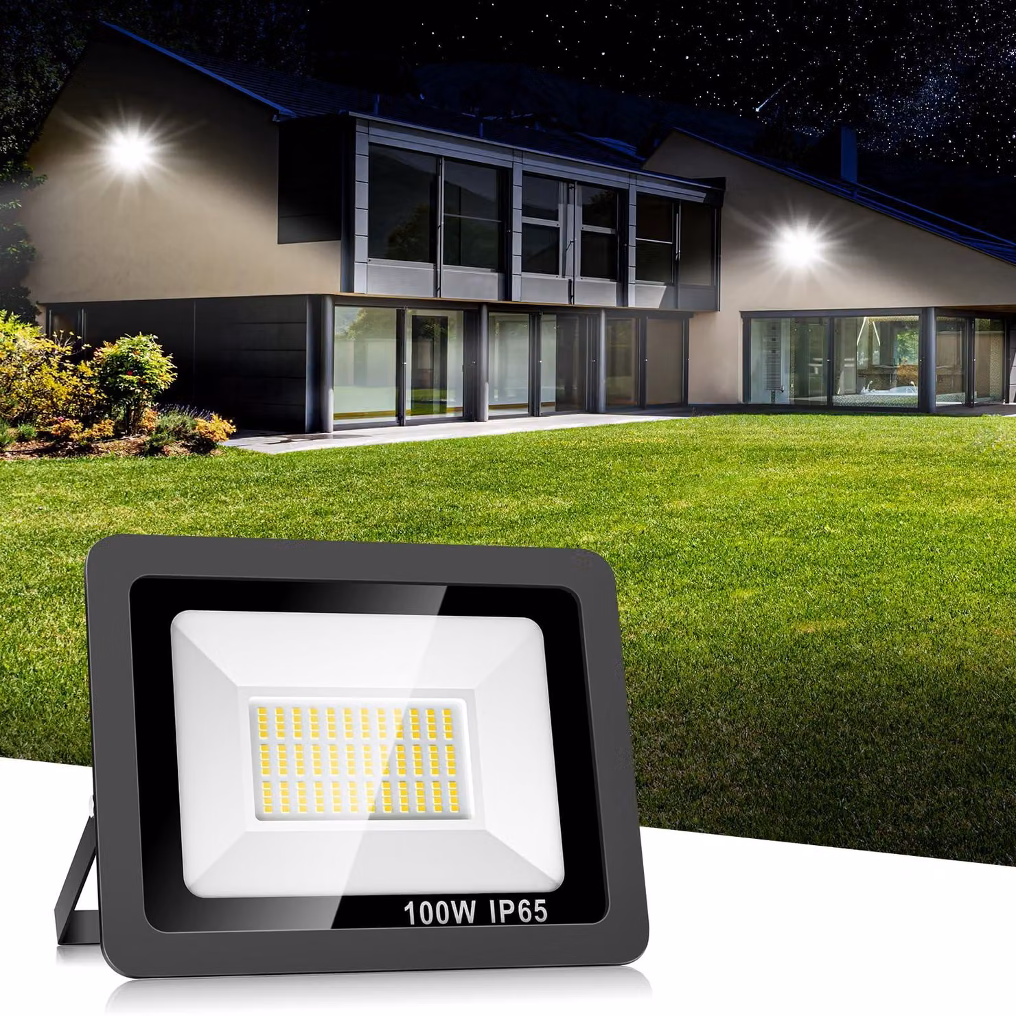 Faretto LED da 100 W, 10.000 lumen, 144 LED, grado di protezione IP65, temperatura di colore 6500 K, per illuminazione esterna