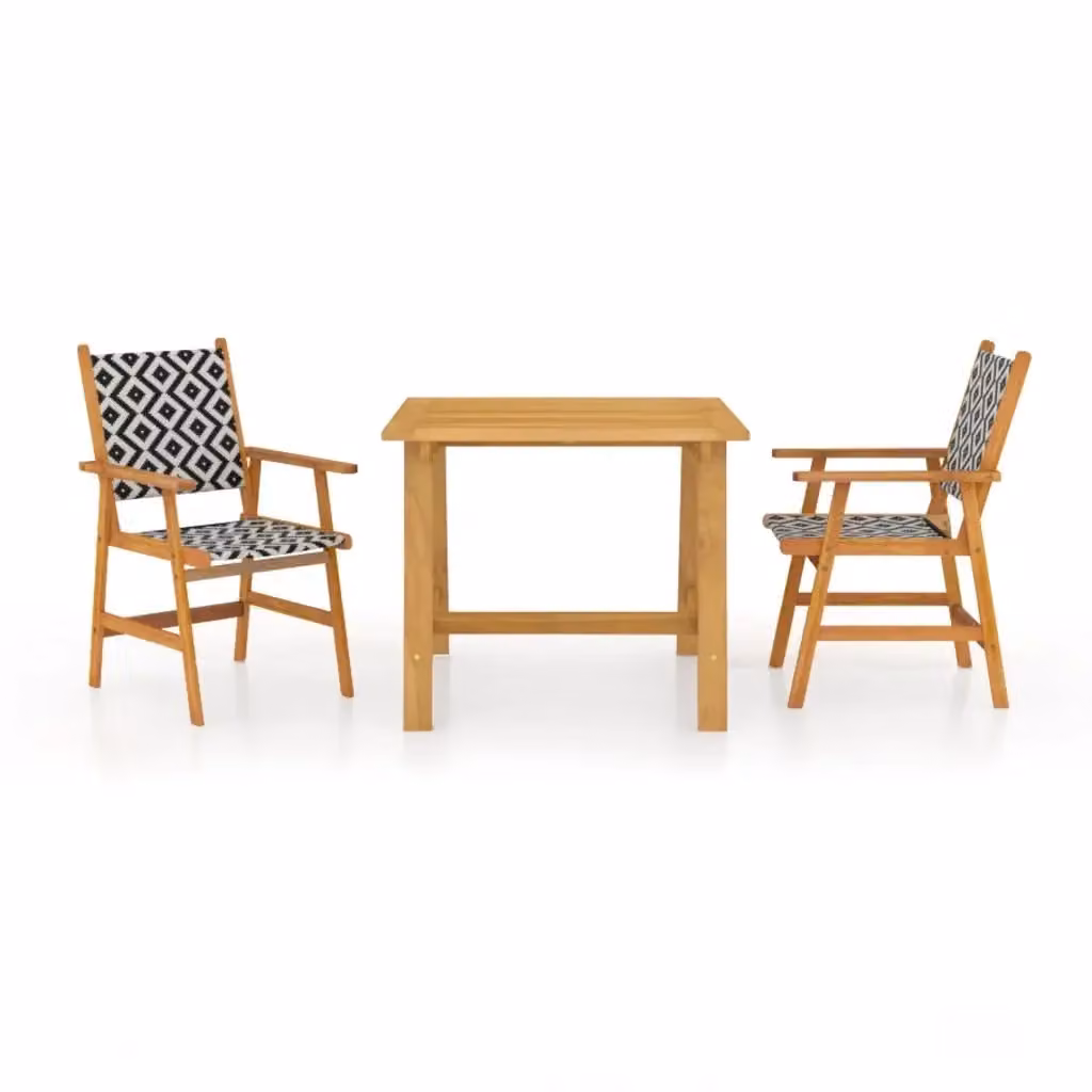 Set da pranzo da giardino vidaXL in legno di acacia marrone composto da 3 pezzi – 2