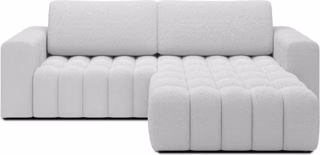Divano ad angolo convertibile DORY MEUBLORAMA bianco con contenitore e funzione letto, lato destro, L: 250 cm