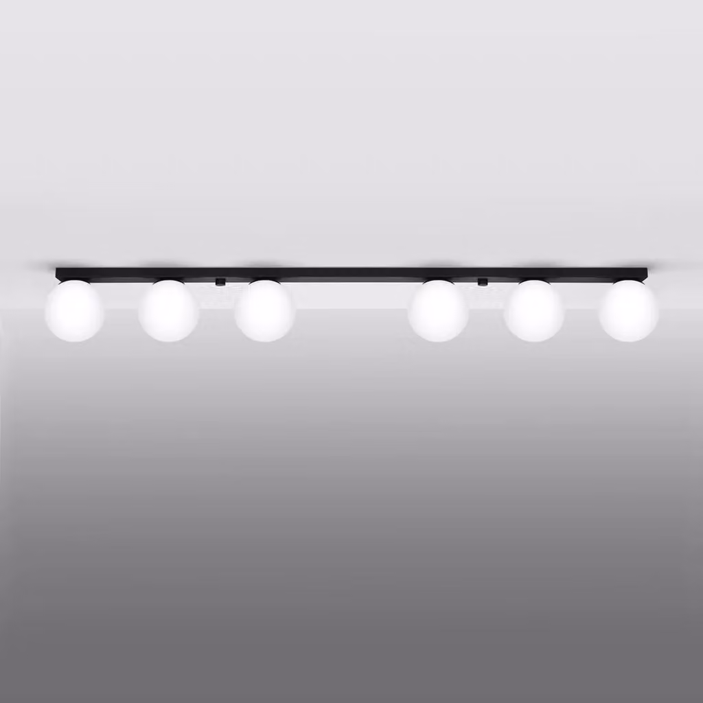 Lampada da soffitto moderna Sollux Lighting YOLI French Sky in metallo e vetro nero con 6 luci – 2