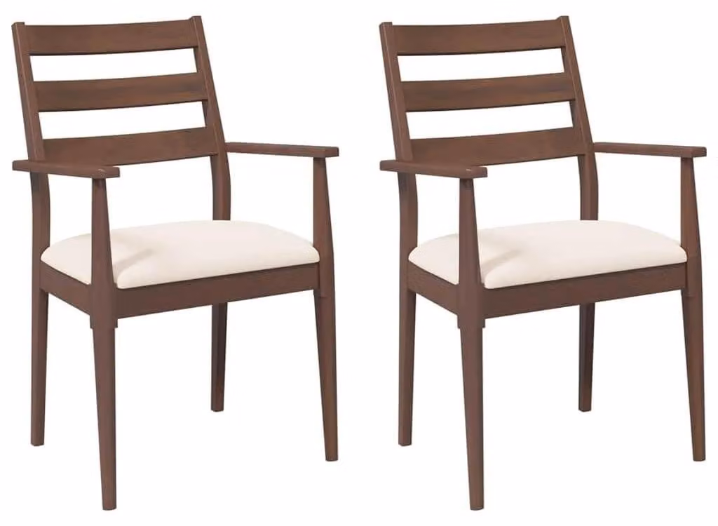 Set di 2 sedie da pranzo ergonomiche in legno di gomma
