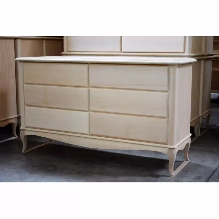 Cassettiera classica con 6 cassetti in legno grezzo Mobili 2G L: 141 cm, P: 47 cm, H: 90 cm – 2