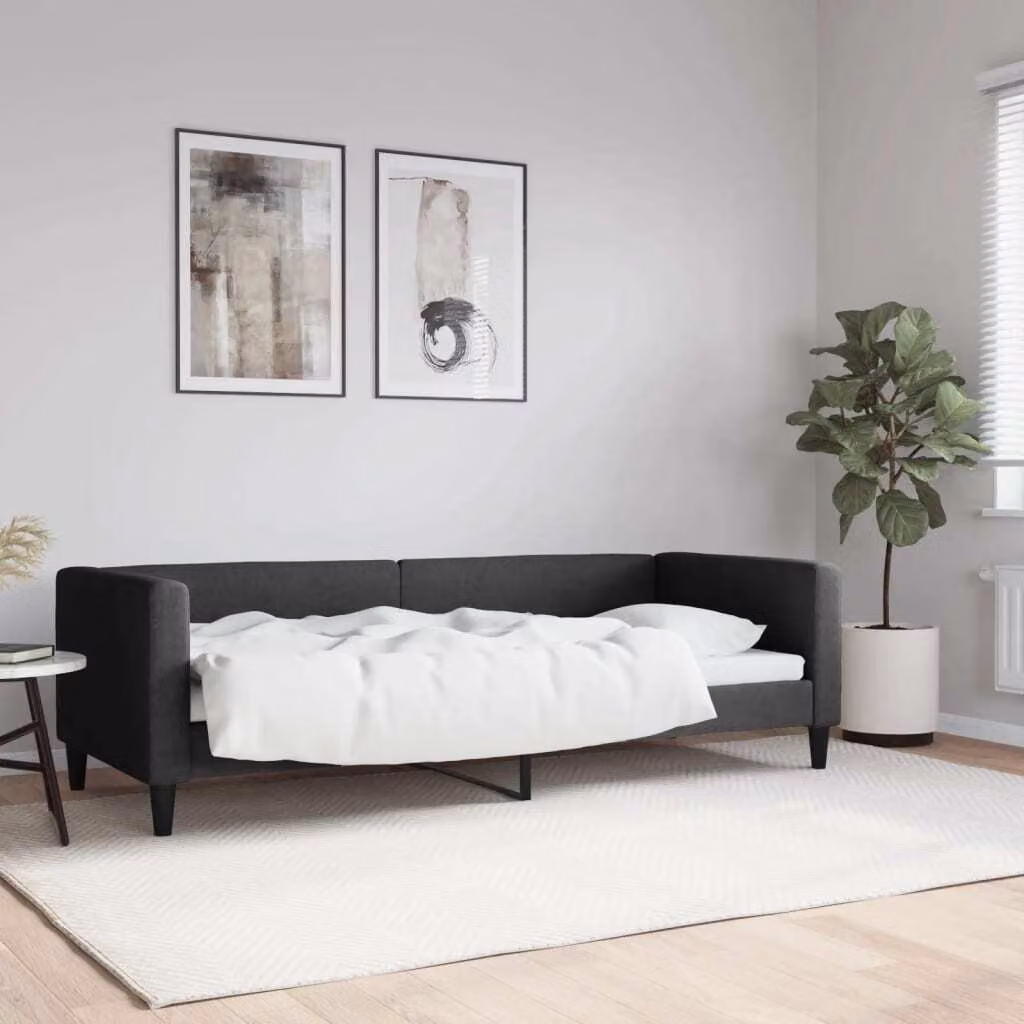 Maison Exclusive - Letto a giorno nero, 80x200 cm, rivestito in tessuto