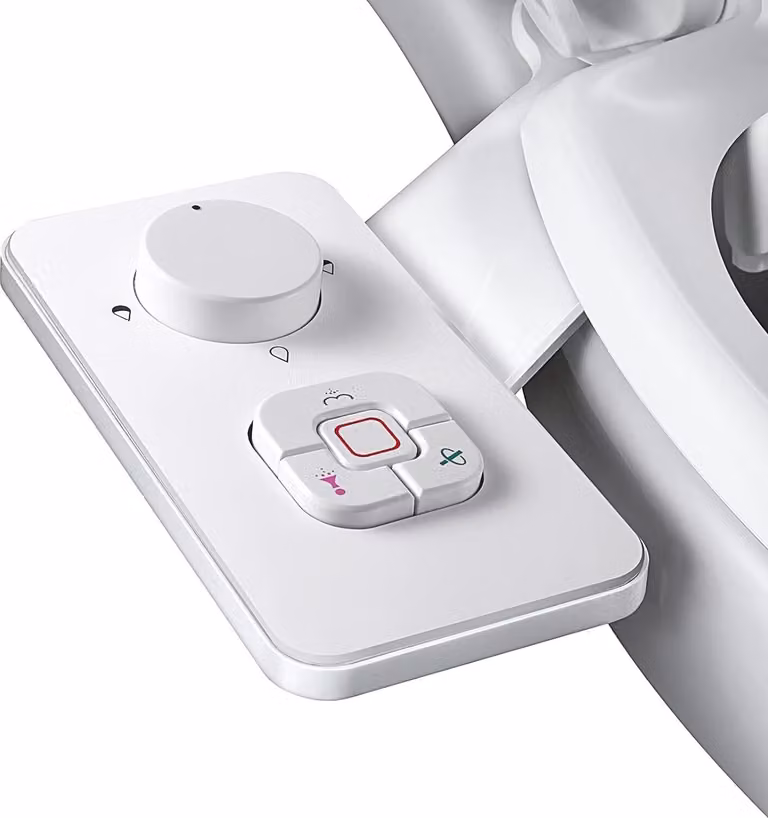 Sede bidet, sede bidet non elettrica con doppi ugelli retrattili autopulenti, pulizia anteriore e posteriore, regolabile, bianco