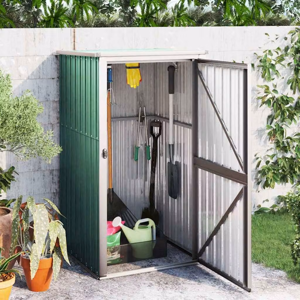 Capanno per attrezzi vidaXL in acciaio zincato verde L/P/H: 88 x 89 x 161 cm