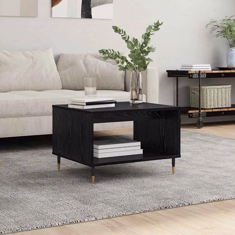 Tavolino da salotto vidaXL in stile industriale, colore nero, L: 60 cm, P: 50 cm, H: 40 cm