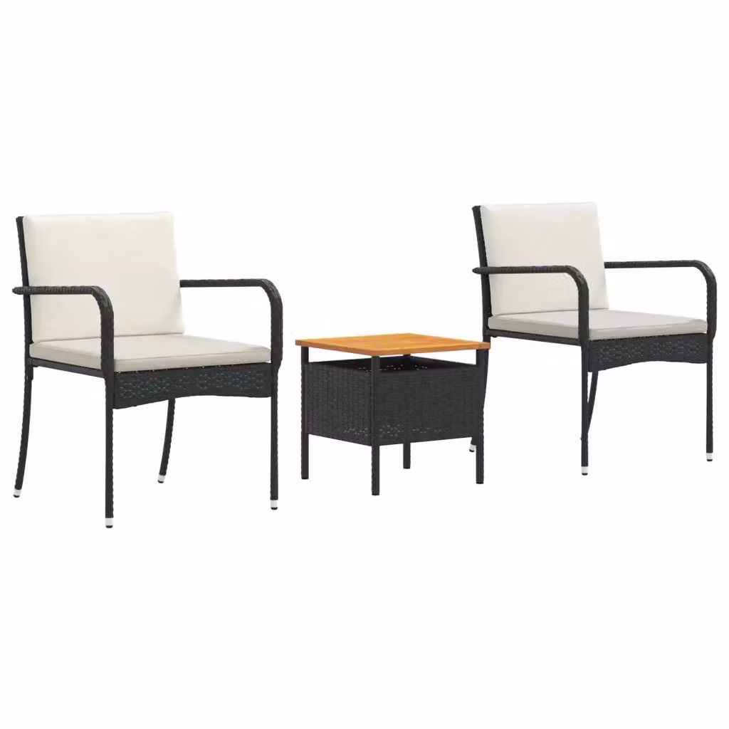 Set da giardino moderno vidaXL in polyrattan e legno di acacia nero – 2