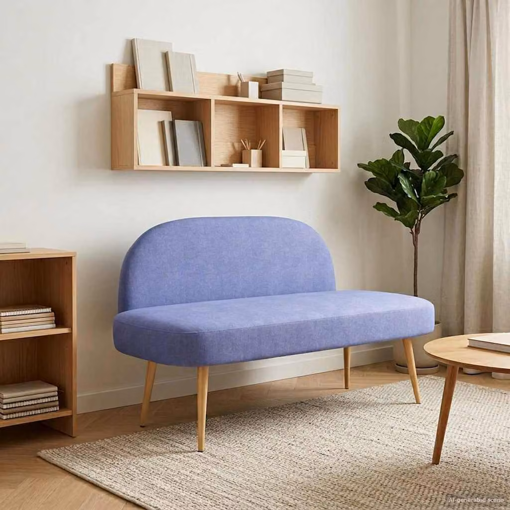 Panchina imbottita con schienale vidaXL Blu, L 110 x P 60 x H 76 cm