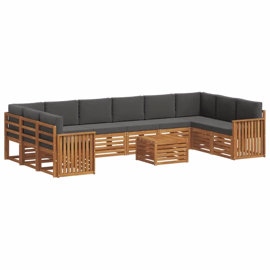 Set di divani da esterno vidaXL in legno di acacia con tavolo da caffè, 11 pezzi, colore beige e antracite – 2