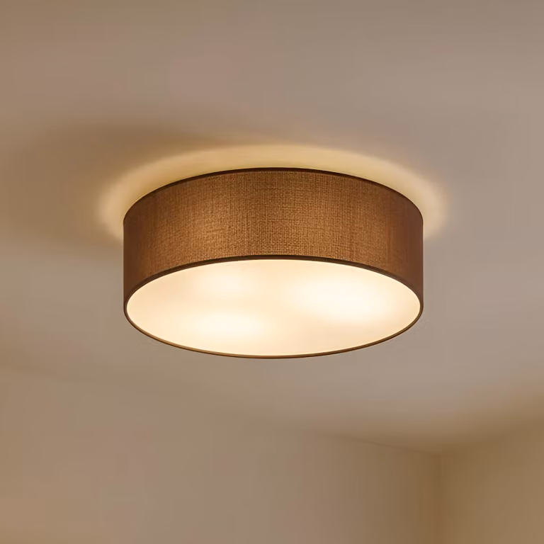 Plafoniera soffitto Sebatin Lindby, dimmerabile, Marrone / Ruggine, Camera da letto, Tessuto / Stoffa / Seta, Moderno, Plafoniera