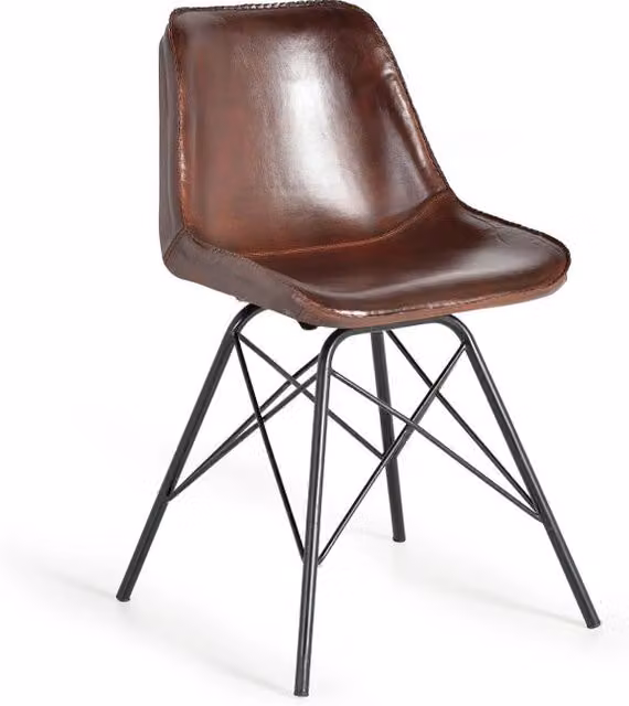 Sedia in stile industriale rivestita in pelle naturale