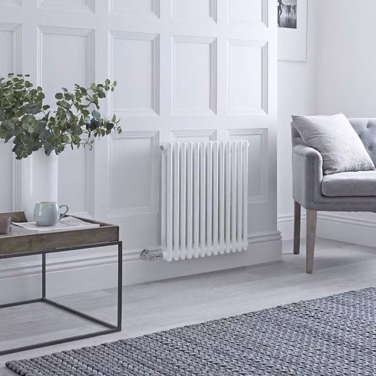 Radiatore di Design Elettrico - Orizzontale a 2 Colonne Tradizionale - Bianco - 600mm x 605mm