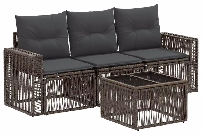 Set Divano da Giardino 4 pcs Grigio e Grigio Scuro polyrattan