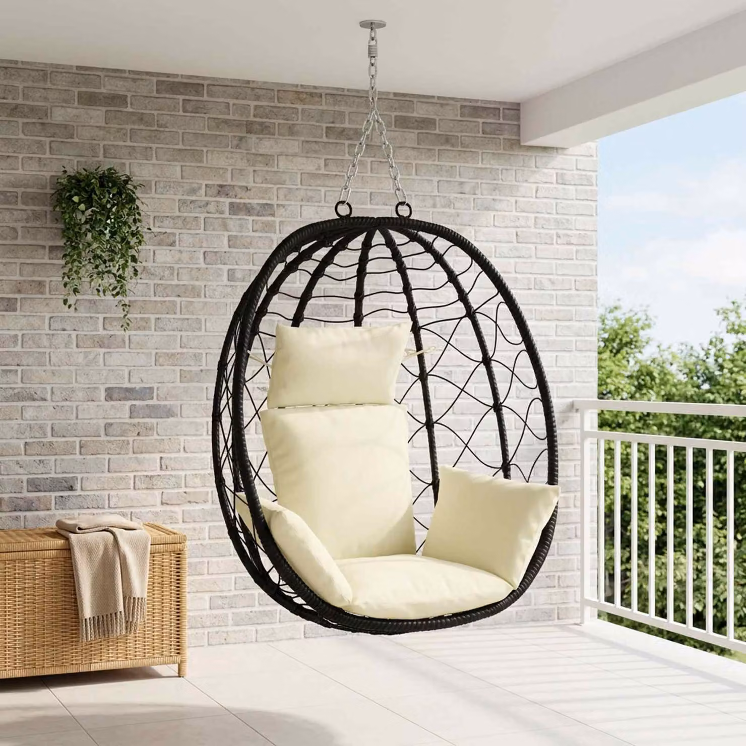 Cuscino Adirondack vidaXL PUTTEN in 100% Poliestere, Colore Beige, Lavabile e Resistente ai Raggi UV