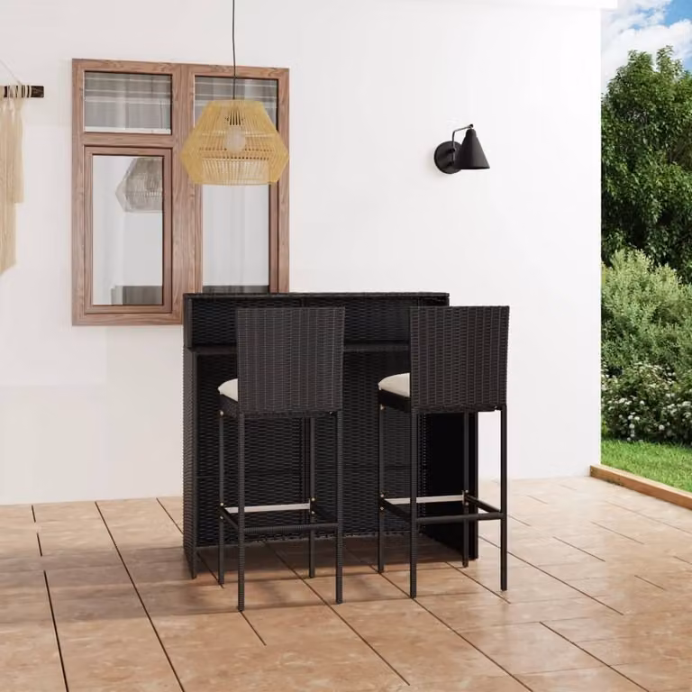 Maison Exclusive - Set da giardino da 3 pezzi con cuscini, nero