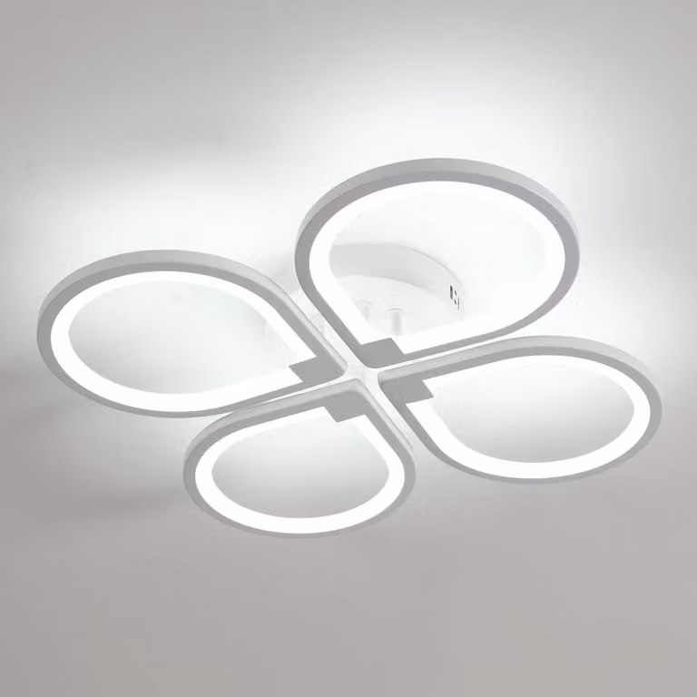 Lampada a soffitto a LED a forma di fiore, a quattro petali, bianca, 6500K, 57 cm, 40W