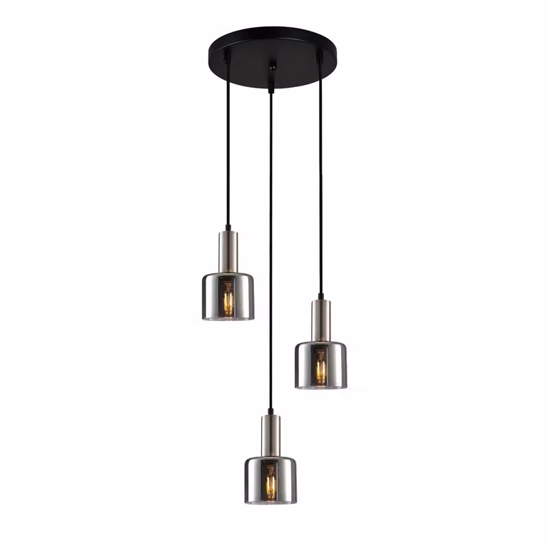 Lampadario Santia argento-nero 3xE27x40W in vetro, dimensioni: 94,5x32x32 cm, IP20, Italux
