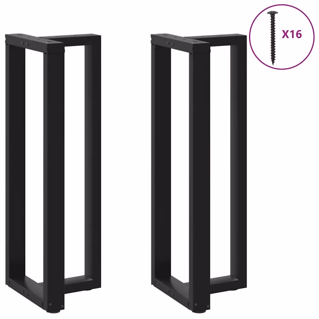 Coppia di gambe per tavolo da bar a forma di T vidaXL in metallo nero L/P/H: 50 x 35 x 111 cm – 2